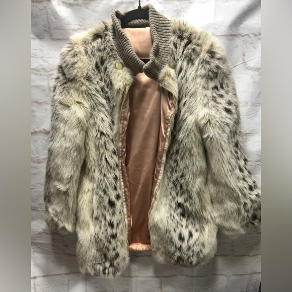 Vtg Monterey Womens Faux Fur Lynx Coat with hat‎ Size 12 Jacket 90s 80s - Picture 1 of 13